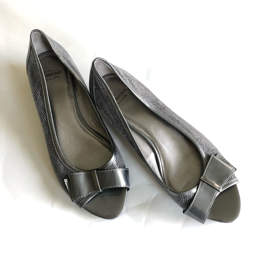 Circa Joan & David Luxe- Peep Toe Pewter Flats
